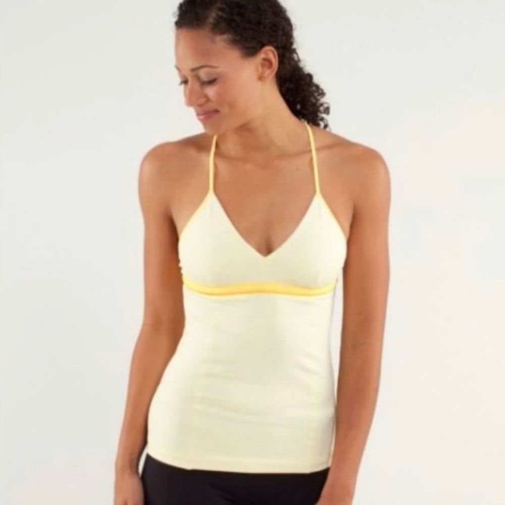 Lululemon Love-ly Tank Mellow Lemon / Burning Yellow Luon Fabric Tank 6